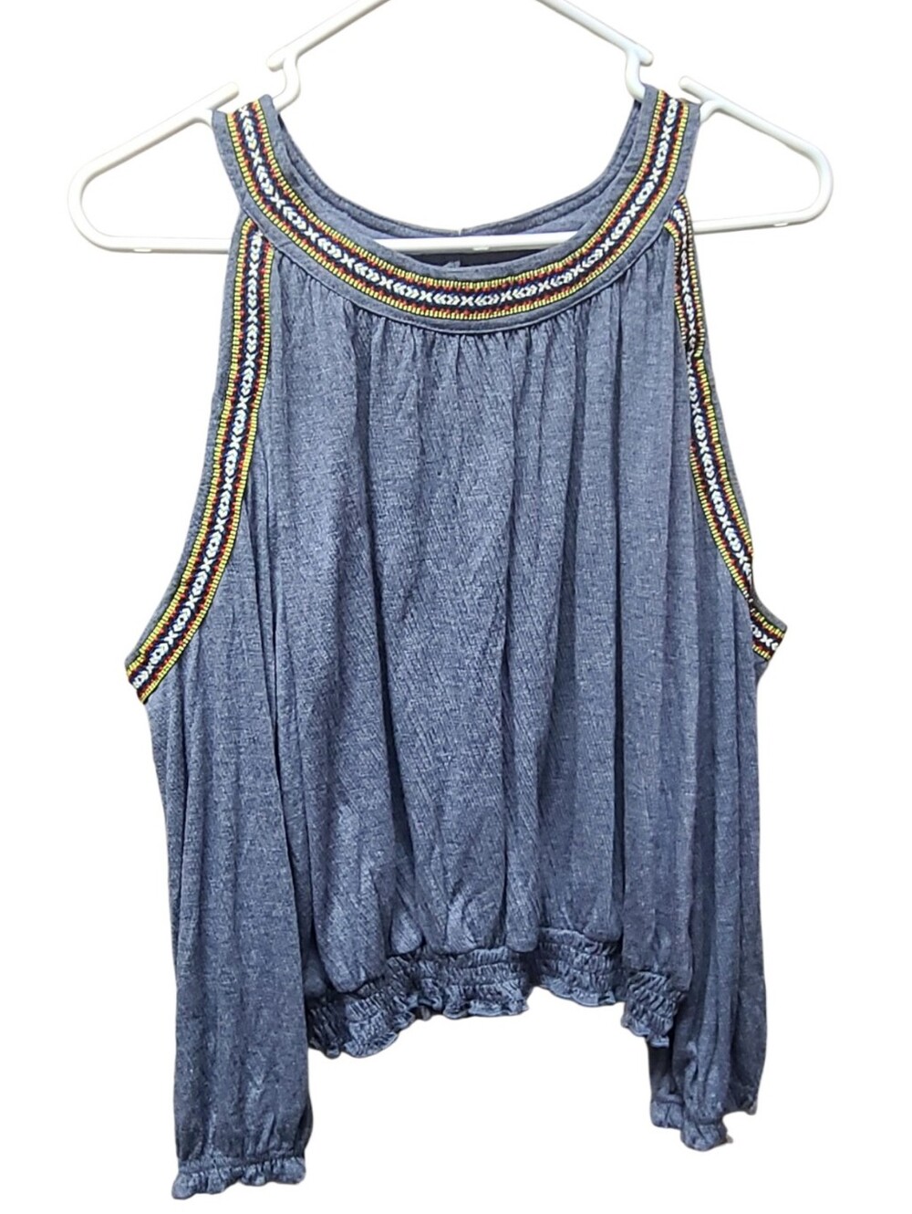It's Our Time Boho Cold Shoulder Embroidered Top Size XL